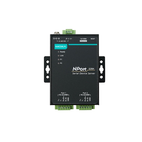 2Port Device Server, 10/100M Eth., Rs-422/485, Terminal Block, Nport 5230A